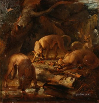 Philip Reinagle Painting - Four Hounds in a Woodland Philip Reinagle